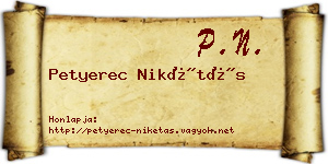 Petyerec Nikétás névjegykártya